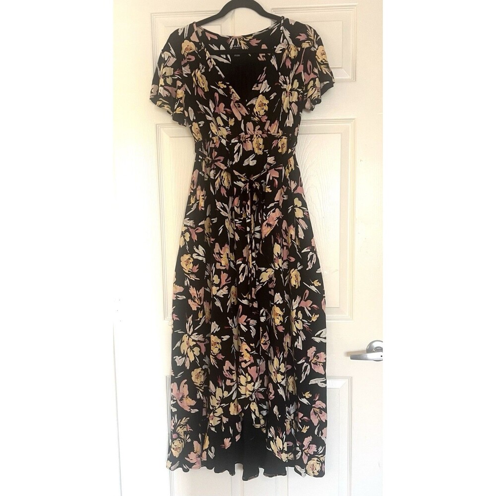 Isabel Maternity Ingrid & Isabel Dress S Black Floral Cottagecore Peasant Maxi